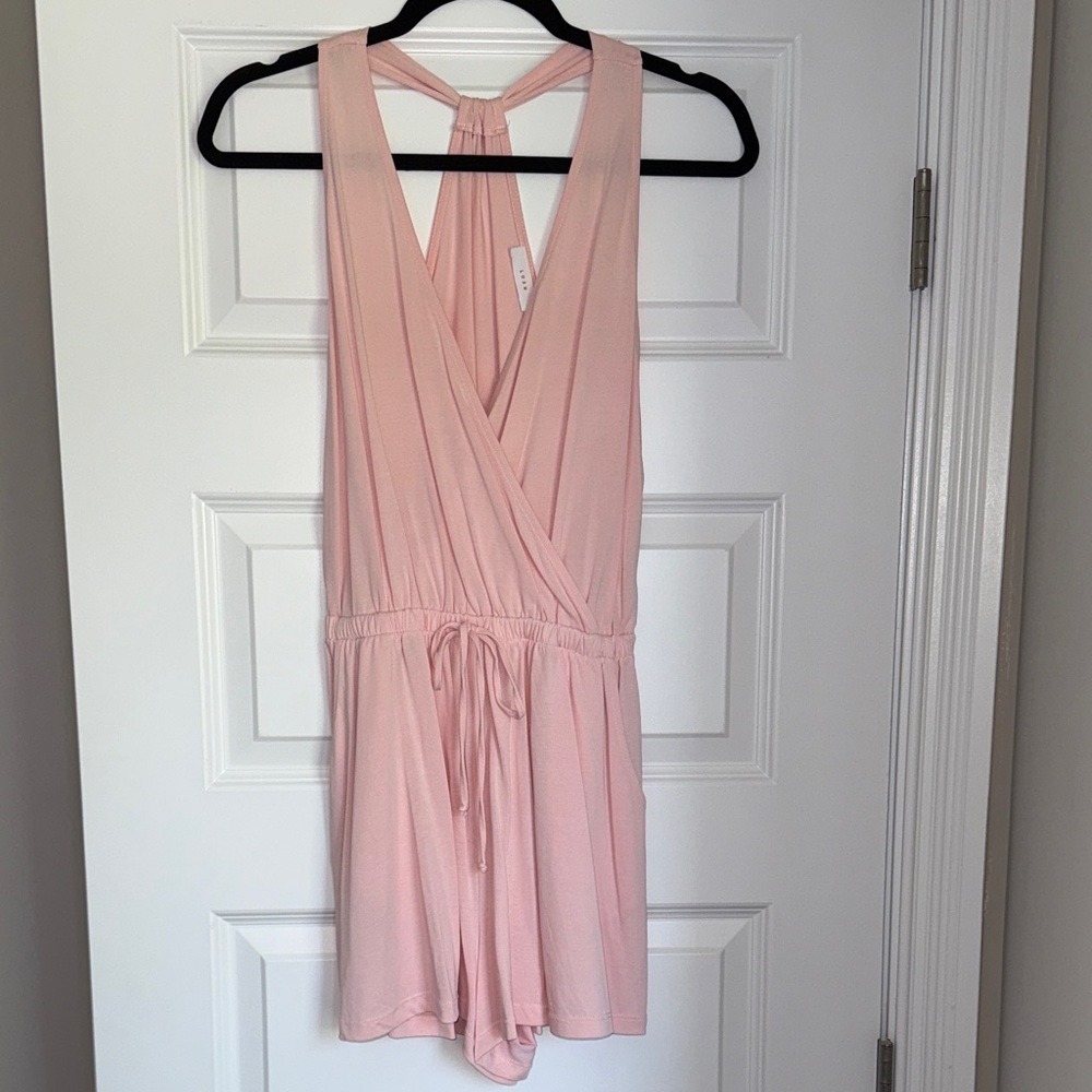 Lush Light Pink Halter Wrap Dress